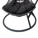 Κούνια φωλιά με βάση Soleil pakoworld μέταλλο ανθρακί- pe rattan ανθρακί με γκρι μαξιλάρι 120x95x195εκ