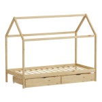 Παιδικό κρεβάτι Mellin τ. Montessori με 2 συρτάρια pakoworld ξύλο πεύκου σε φυσική απόχρωση 90x190εκ