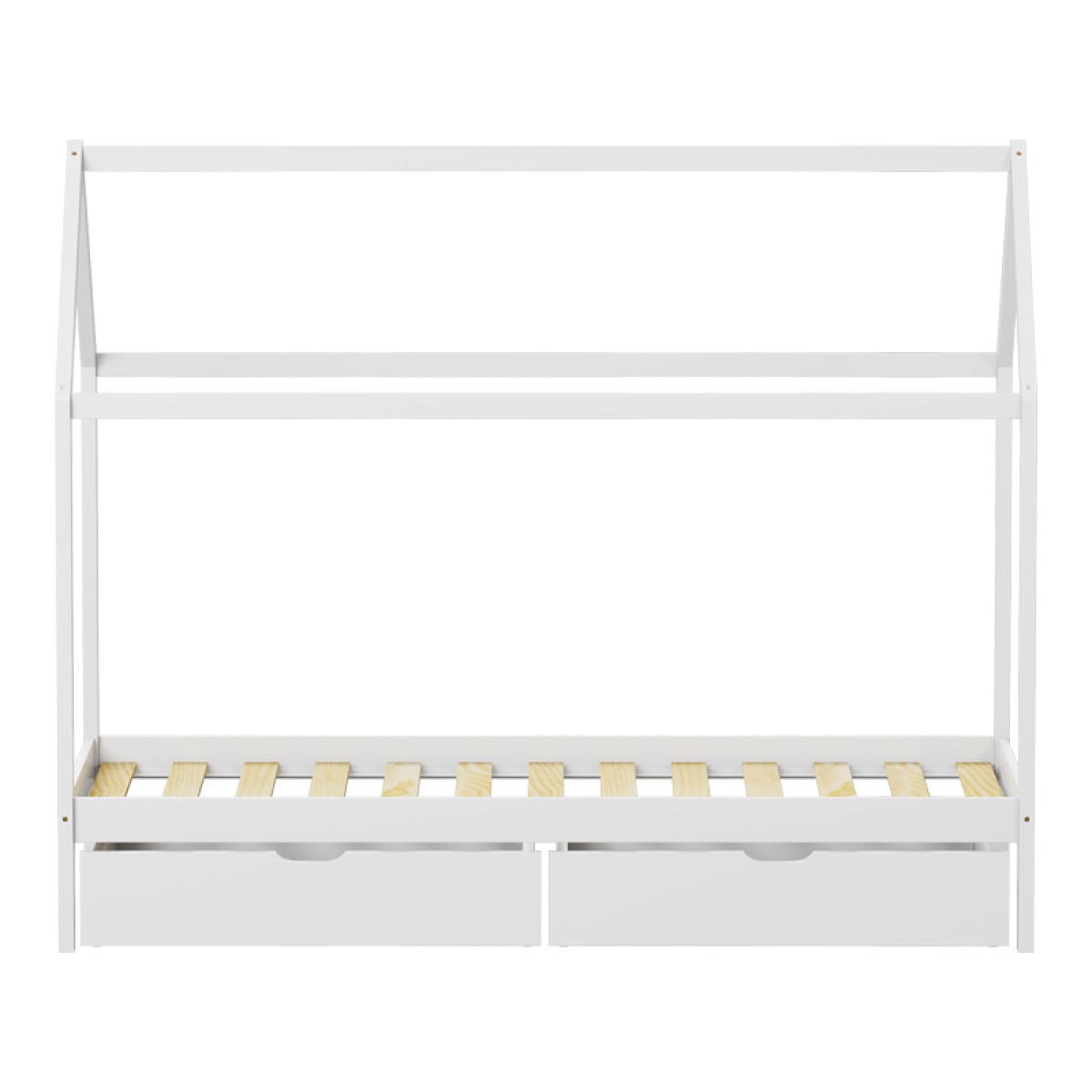 Παιδικό κρεβάτι Mellin τ. Montessori με 2 συρτάρια pakoworld ξύλο πεύκου σε λευκή απόχρωση 90x190εκ