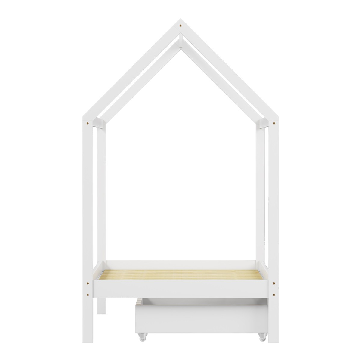 Παιδικό κρεβάτι Mellin τ. Montessori με 2 συρτάρια pakoworld ξύλο πεύκου σε λευκή απόχρωση 90x190εκ