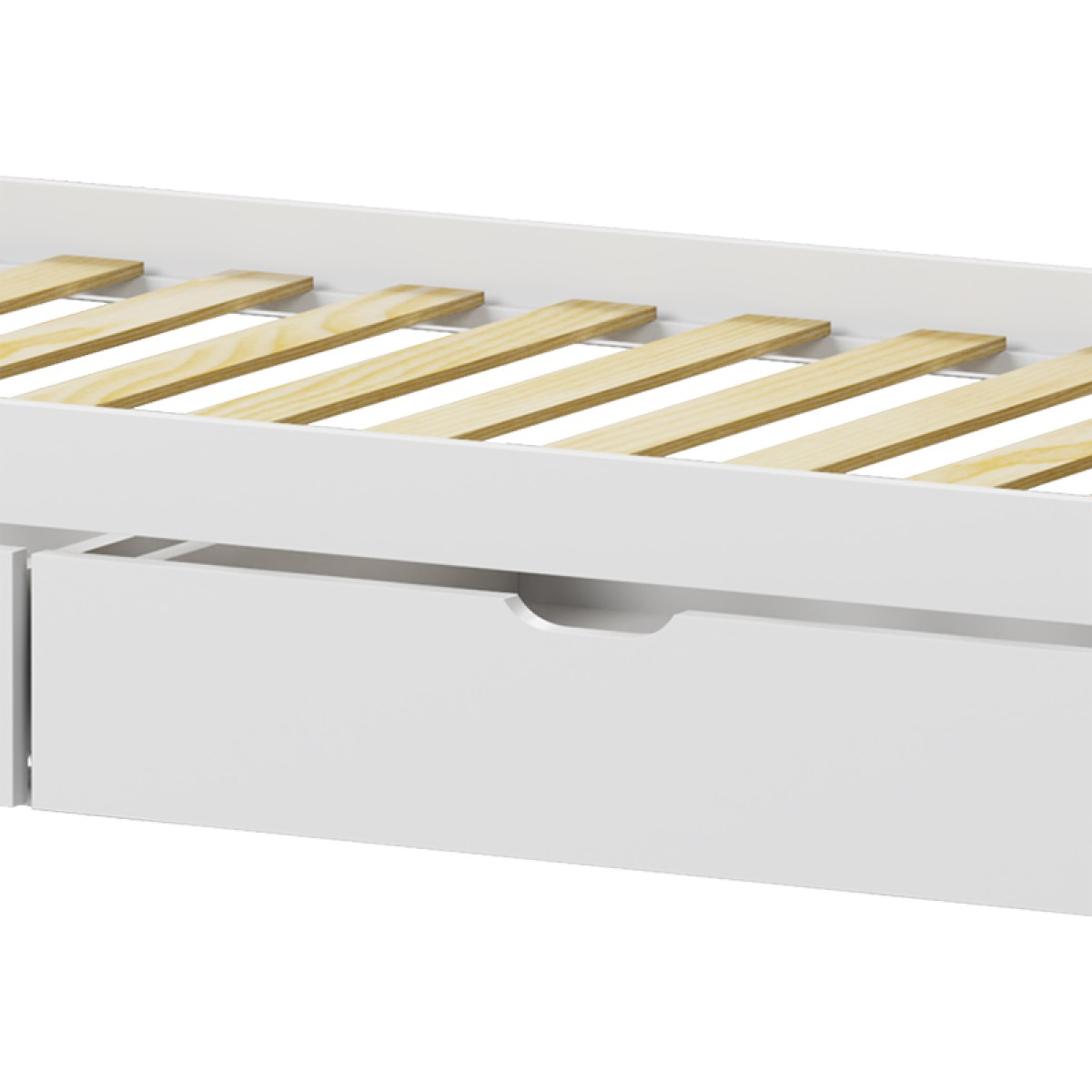 Παιδικό κρεβάτι Mellin τ. Montessori με 2 συρτάρια pakoworld ξύλο πεύκου σε λευκή απόχρωση 90x190εκ