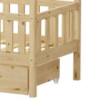 Παιδικό κρεβάτι Bendina τ. Montessori με συρτάρι pakoworld ξύλο πεύκου σε φυσική απόχρωση 70x140εκ