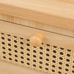 Συρταριέρα Scandy pakoworld ξύλο πεύκου-rattan σε φυσική απόχρωση 34.5x26x78.5εκ