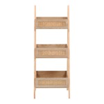 Ραφιέρα επιδαπέδια 3όροφη Scandy pakoworld mdf-rattan σε φυσική απόχρωση 44x37x110εκ