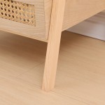 Ραφιέρα επιδαπέδια 3όροφη Scandy pakoworld mdf-rattan σε φυσική απόχρωση 44x37x110εκ