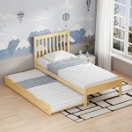 Κρεβάτι Benia pakoworld με συρόμενο κρεβάτι ξύλο πεύκου σε φυσική απόχρωση 90x190εκ