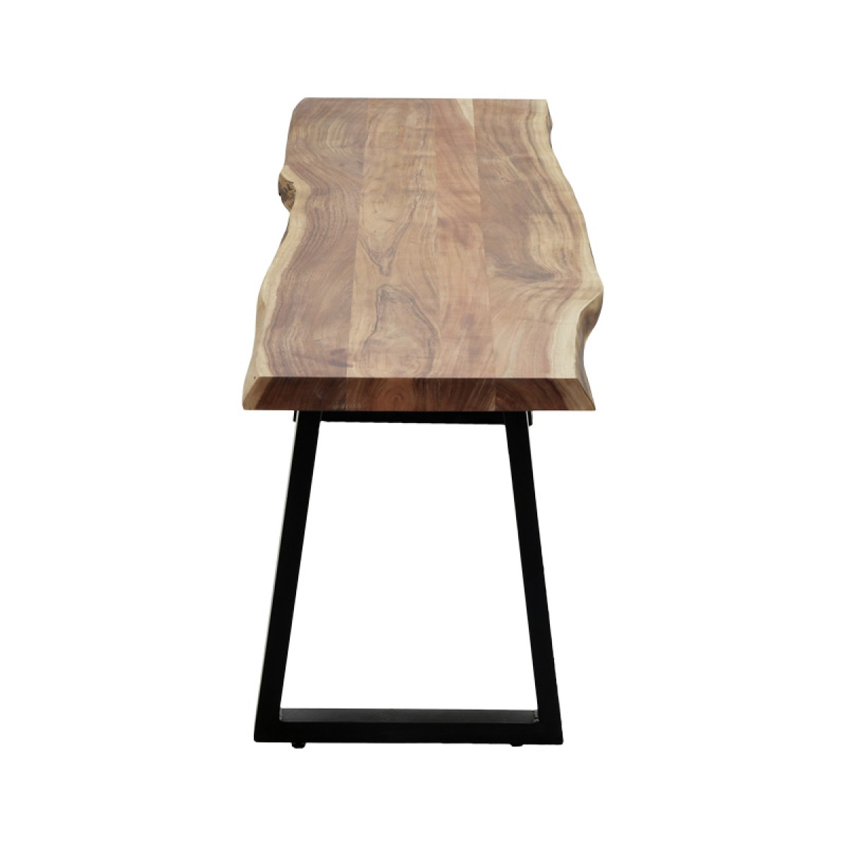 Παγκάκι Miles Slim pakoworld μασίφ ξύλο ακακίας σε φυσική απόχρωση με μαύρα μεταλλικά πόδια 160x40x45εκ