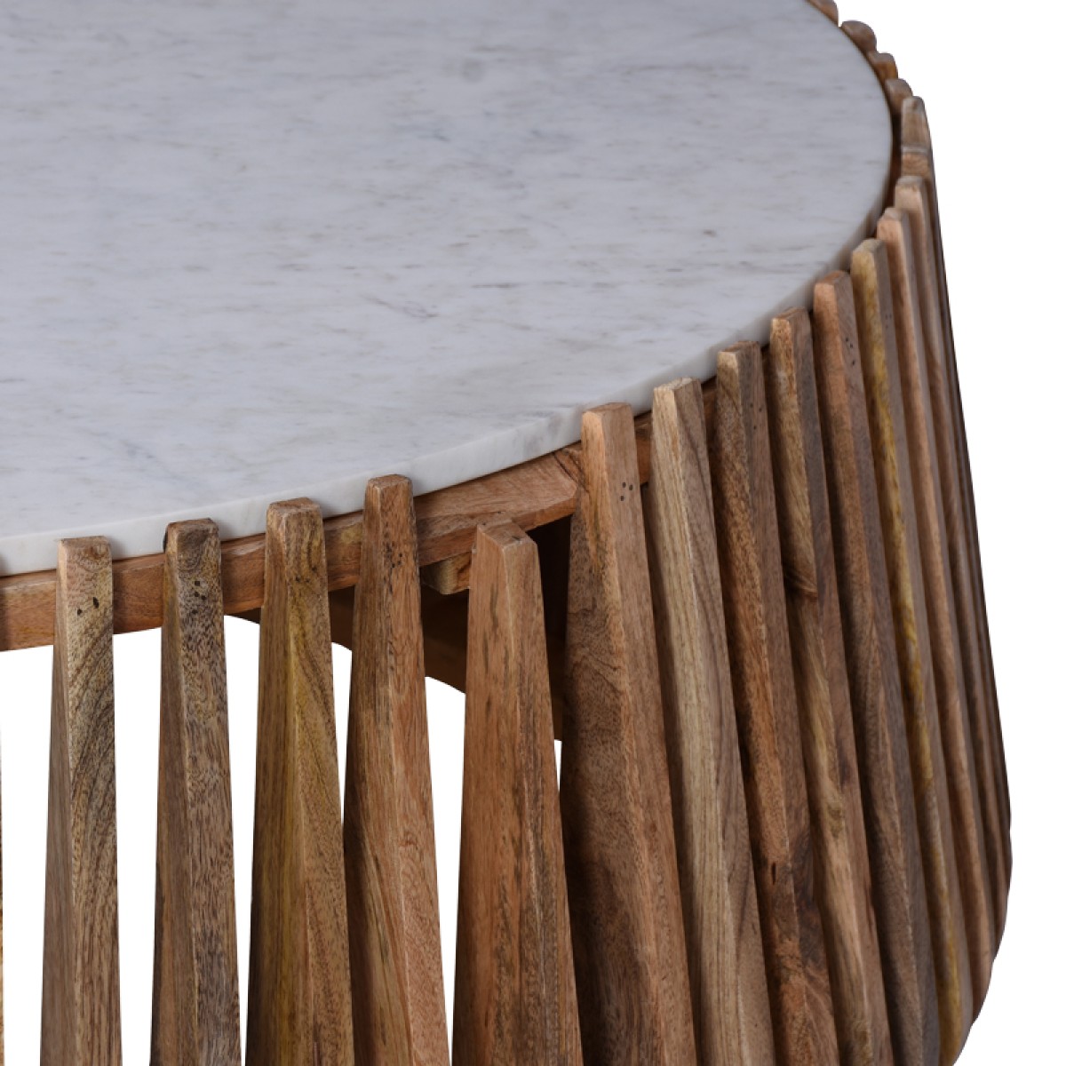 Τραπέζι σαλονιού Mable pakoworld mango ξύλο σε φυσική απόχρωση με επιφάνεια μαρμάρου Φ120x45εκ