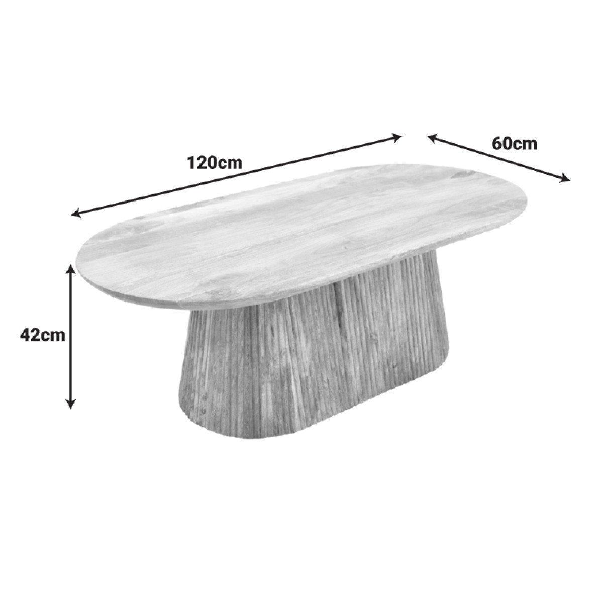 Τραπέζι σαλονιού Aithra pakoworld μασίφ ξύλο μάνγκο σε φυσική απόχρωση 120x60x42εκ