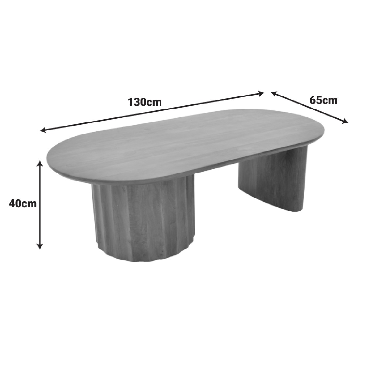 Τραπέζι σαλονιού Flute pakoworld μασίφ ξύλο μάνγκο καρυδί 130x65x40εκ