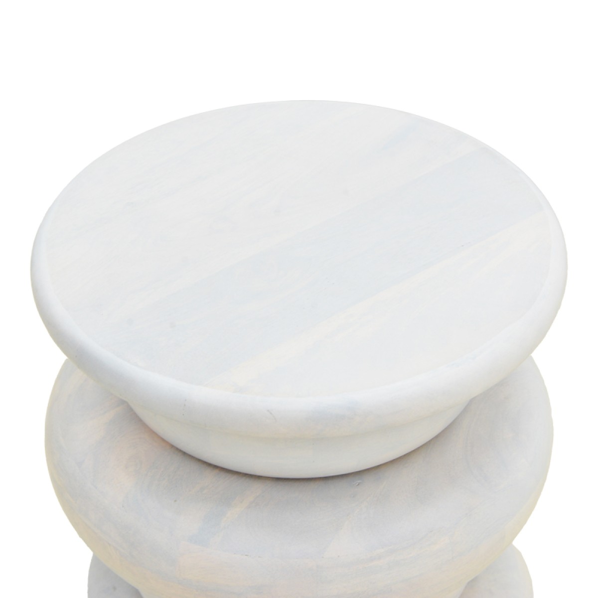 Βοηθητικό τραπέζι Circena pakoworld μασίφ μάνγκο ξύλο λευκό Φ40x45εκ