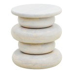 Βοηθητικό τραπέζι Circena pakoworld μασίφ μάνγκο ξύλο λευκό Φ40x45εκ