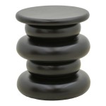 Βοηθητικό τραπέζι Circena pakoworld μασίφ μάνγκο ξύλο μαύρο Φ40x45εκ