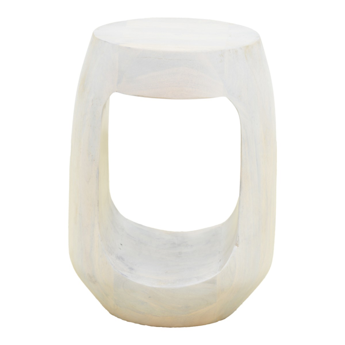 Βοηθητικό τραπέζι Lenora pakoworld μασίφ μάνγκο ξύλο λευκό Φ33x45εκ