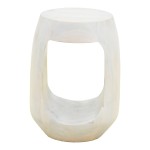 Βοηθητικό τραπέζι Lenora pakoworld μασίφ μάνγκο ξύλο λευκό Φ33x45εκ