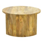 Τραπέζι σαλονιού Orban pakoworld μασίφ μάνγκο ξύλο σε φυσική απόχρωση Φ80x45εκ