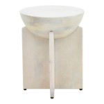 Βοηθητικό τραπέζι Jenby pakoworld μασίφ μάνγκο ξύλο λευκό Φ40x50εκ