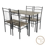 Τραπεζαρία Reforia pakoworld σετ 5τμχ mdf σε γκρι απόχρωση με μαύρα μεταλλικά πόδια 110x60x74εκ Τραπεζαρία Reforia pakoworld σετ 5τμχ mdf σε γκρι απόχρωση με μαύρα μεταλλικά πόδια 110x60x74εκ