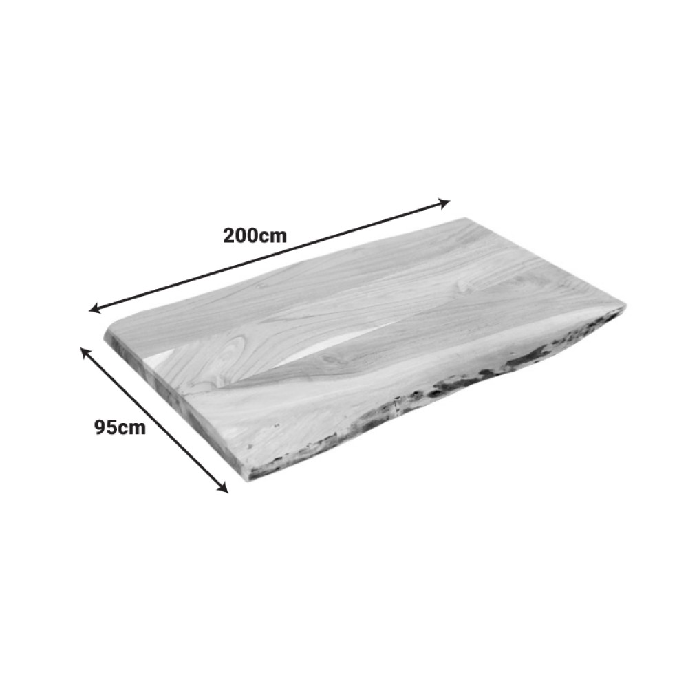 Επιφάνεια τραπεζιού Pozier pakoworld μασίφ ξύλο ακακίας σε φυσική απόχρωση 200x95x4εκ