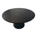 Τραπέζι σαλονιού Canicule pakoworld μασίφ ξύλο ακακίας μαύρο Φ80x40εκ