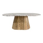 Τραπεζι σαλονιού Aithra pakoworld μασίφ ξύλο μάνγκο σε φυσική απόχρωση με επιφάνεια μαρμάρου 120x60x45εκ.