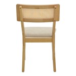 Καρέκλα Raffles pakoworld rubberwood με pe rattan και γκρι μπεζ ύφασμα 47x48x83.5εκ