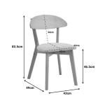 Καρέκλα Canon pakoworld rubberwood σε φυσική απόχρωση με γκρι μπεζ ύφασμα 43x52x83,5εκ