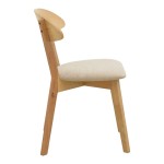 Καρέκλα Canon pakoworld rubberwood σε φυσική απόχρωση με γκρι μπεζ ύφασμα 43x52x83,5εκ