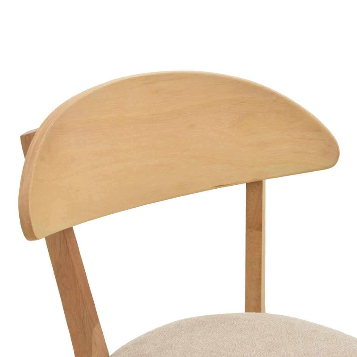 Καρέκλα Canon pakoworld rubberwood σε φυσική απόχρωση με γκρι μπεζ ύφασμα 43x52x83,5εκ