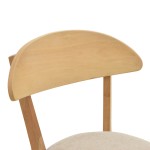 Καρέκλα Canon pakoworld rubberwood σε φυσική απόχρωση με γκρι μπεζ ύφασμα 43x52x83,5εκ