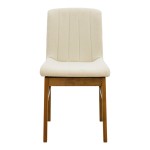 Καρέκλα Dalby pakoworld εκρού ύφασμα καρυδί rubberwood 50x45x85,5εκ