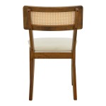 Καρέκλα Raffles pakoworld καρυδί rubberwood με pe rattan και εκρού ύφασμα 47x48x83.5εκ