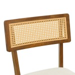 Καρέκλα Raffles pakoworld καρυδί rubberwood με pe rattan και εκρού ύφασμα 47x48x83.5εκ