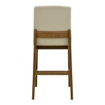 Σκαμπό μπαρ Dalby pakoworld καρυδί rubberwood και εκρού ύφασμα 50x45x102,5εκ