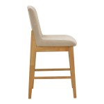 Σκαμπό μπαρ Dalby pakoworld sonoma rubberwood και μπεζ ύφασμα 50x45x102,5εκ