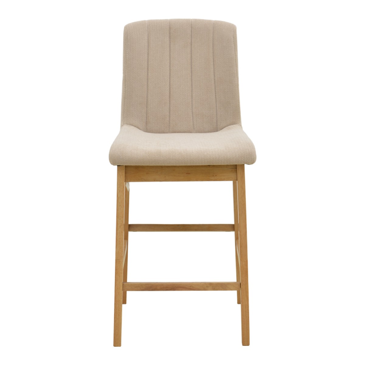 Σκαμπό μπαρ Dalby pakoworld sonoma rubberwood και μπεζ ύφασμα 50x45x102,5εκ