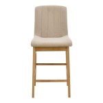 Σκαμπό μπαρ Dalby pakoworld sonoma rubberwood και μπεζ ύφασμα 50x45x102,5εκ