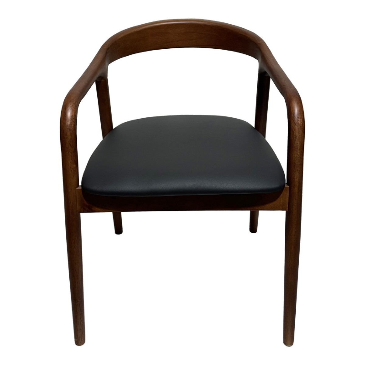 Πολυθρόνα Hogie pakoworld rubberwood καρυδί- μαύρο pu μαξιλάρι 61x60x76εκ