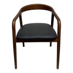 Πολυθρόνα Hogie pakoworld rubberwood καρυδί- μαύρο pu μαξιλάρι 61x60x76εκ