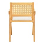 Πολυθρόνα Winslow pakoworld rubberwood σε φυσική απόχρωση-ύφασμα λευκό 51x54x80εκ