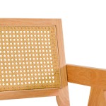 Πολυθρόνα Winslow pakoworld rubberwood σε φυσική απόχρωση-ύφασμα λευκό 51x54x80εκ