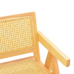 Πολυθρόνα Winslow pakoworld rubberwood-rattan σε φυσική απόχρωση 51x54x80εκ