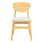 Καρέκλα Cardith pakoworld rubberwood-plywood σε φυσική απόχρωση-ύφασμα γκρι-μπεζ 48x51x78εκ