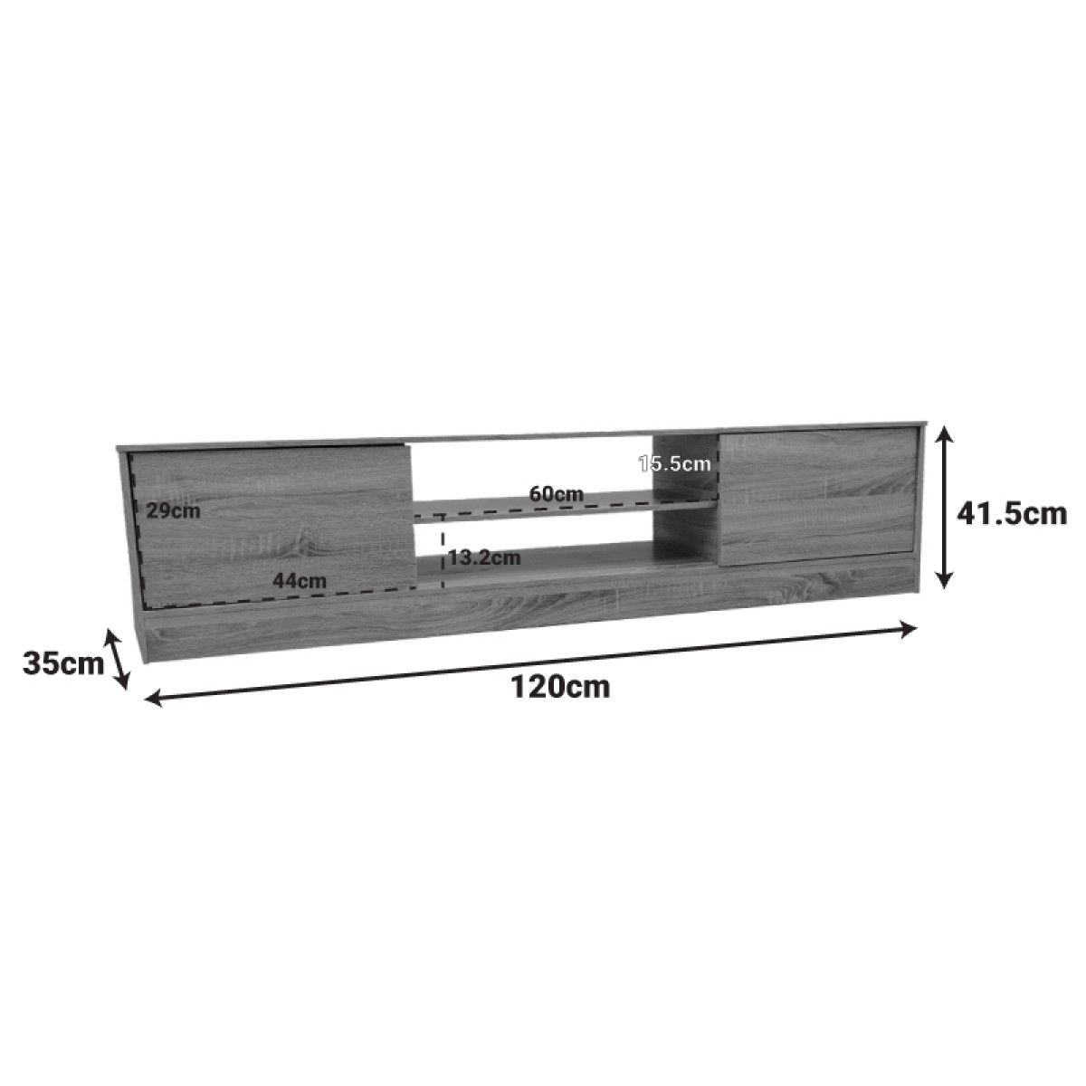 Έπιπλο τηλεόρασης Sasa pakoworld σε sonoma απόχρωση 150x35x41.5εκ