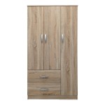 Ντουλάπα τρίφυλλη με 2 συρτάρια Lego pakoworld σε sonoma απόχρωση 90x42x180εκ