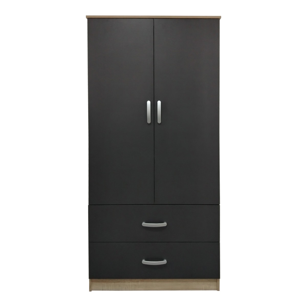 Ντουλάπα δίφυλλη με 2 συρτάρια Lego pakoworld σε sonoma-ανθρακί απόχρωση 80x42x180εκ