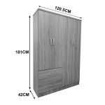 Ντουλάπα τετράφυλλη με 2 συρτάρια Lego pakoworld σε sonoma-λευκή απόχρωση 120.5x42x181εκ