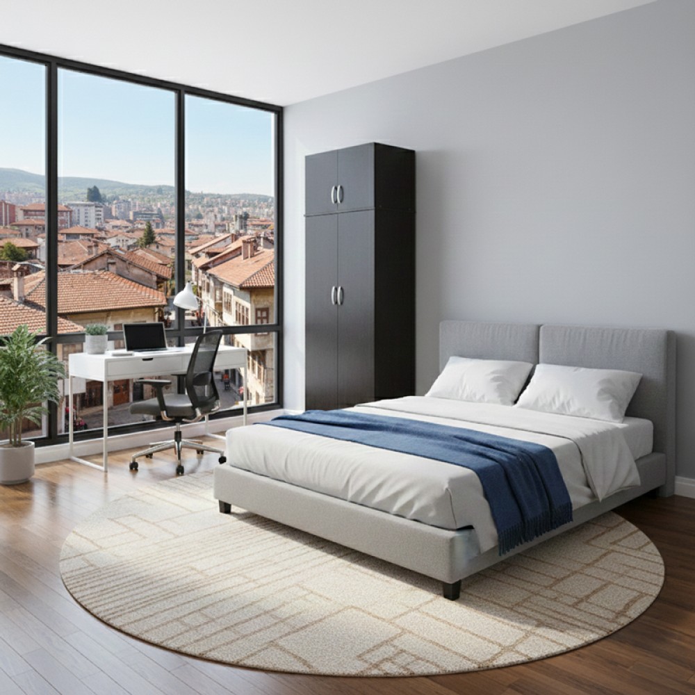 Ντουλάπα δίφυλλη και πατάρι Athos pakoworld σε wenge απόχρωση 80x42x240εκ