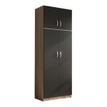 Ντουλάπα δίφυλλη και πατάρι Lego pakoworld σε sonoma-ανθρακί απόχρωση 80x42x240εκ