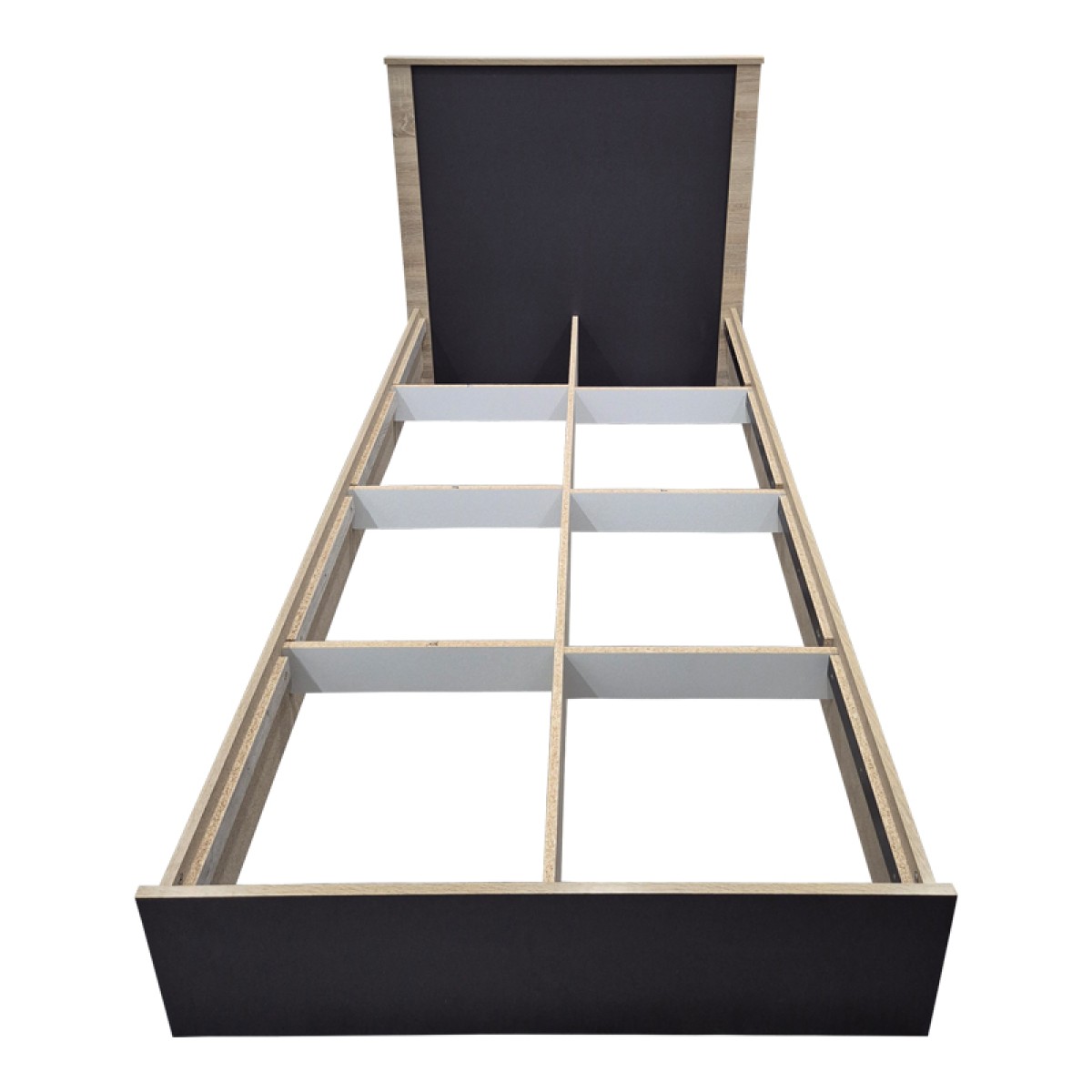 Κρεβάτι Athos pakoworld σε sonoma-ανθρακί απόχρωση 90x190εκ